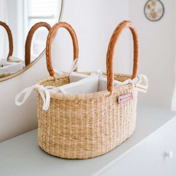 Natural Diaper Caddy Basket by Design Dua | Nursery |  Changing Basket | Diaper Basket | Baby Basket | Baby Shower Gift | Diaper Bag