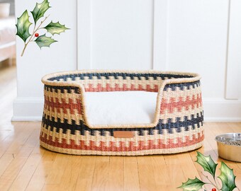 Dog Bed, Handmade Dog Bed, Dog Lounger, Dog Seat, Basket Dog Bed, Brown Cross - Large