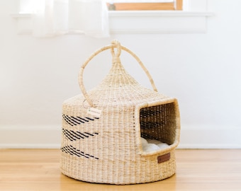 Cat Bed, Handmade Cat Bed, Cat Lounger, Cat Pod, Basket Cat Bed