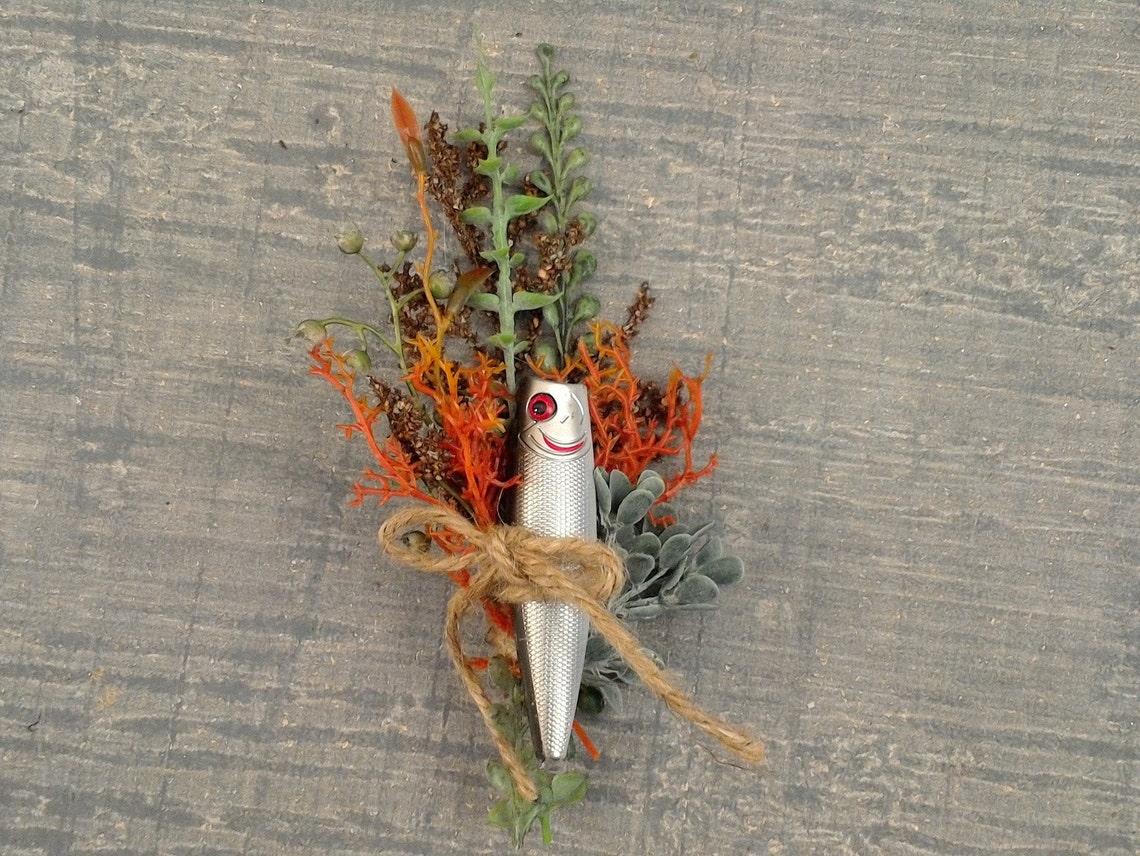 Fishing boutonniere Fishing lure boutonniere Wedding Etsy