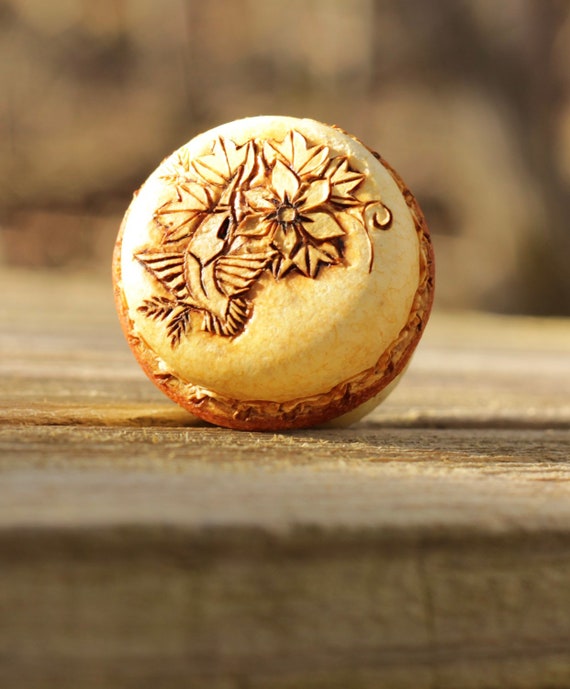 Handmade Wooden Trinket Box – Hand-burned Design, Orange Peel