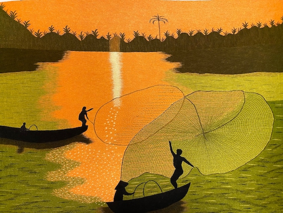 ベトナムの風景刺繍画 刺繍絵 アート 絵画 芸術 作品 ベトナム 雑貨