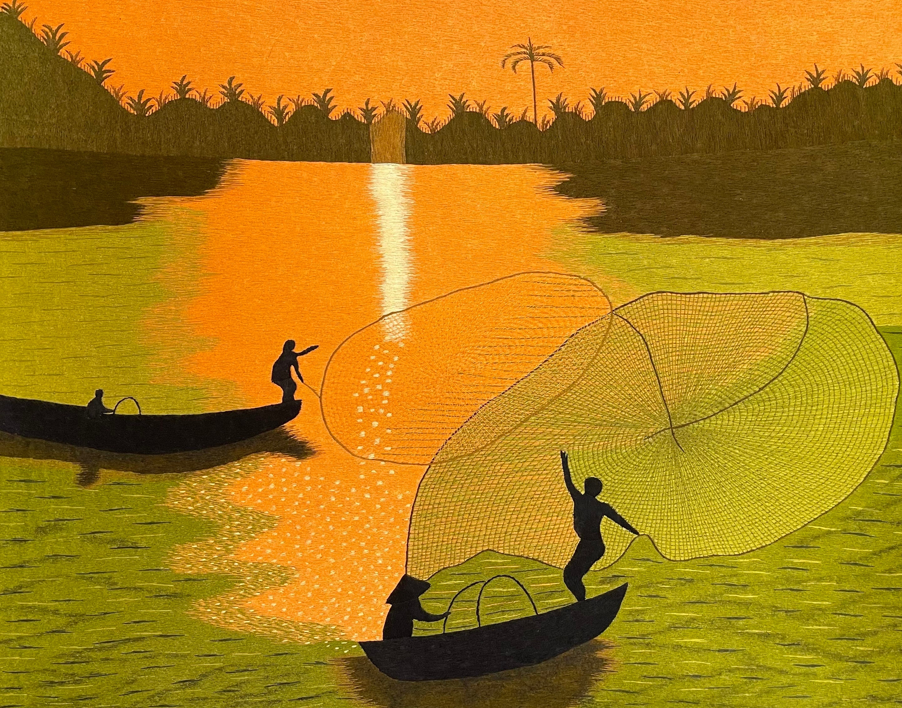 ベトナム刺繍絵 Lifestyle of the Countryside ベトナムの手作り刺繍