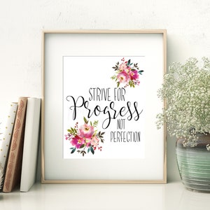 Progress Not Perfection Printable Motivating Quotes - Etsy