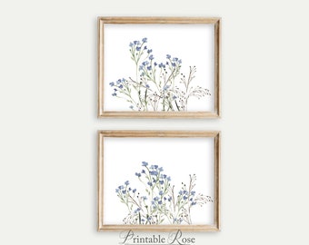 Wildflower Print Set of 2, wall art printables, botanical art print, bedroom home decor, instant download art, room decor aesthetic