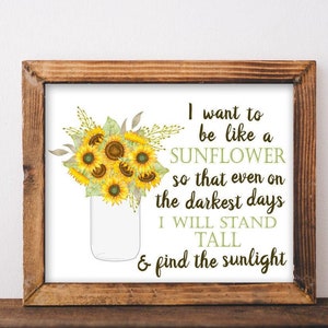 Inspirational Quote Sunflower Printable Mason Jar Decor | Etsy