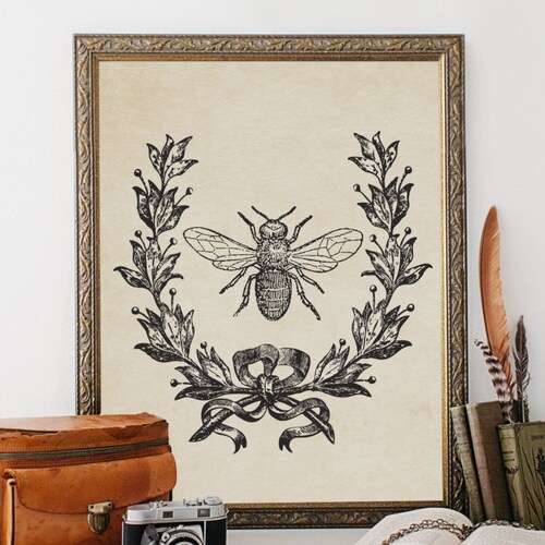 French Country Decor Wall Art Printable Bee Decor Vintage Etsy