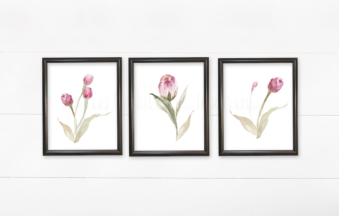 Set of 3 Flower Printables Flower Wall Decor Nursery for Etsy
