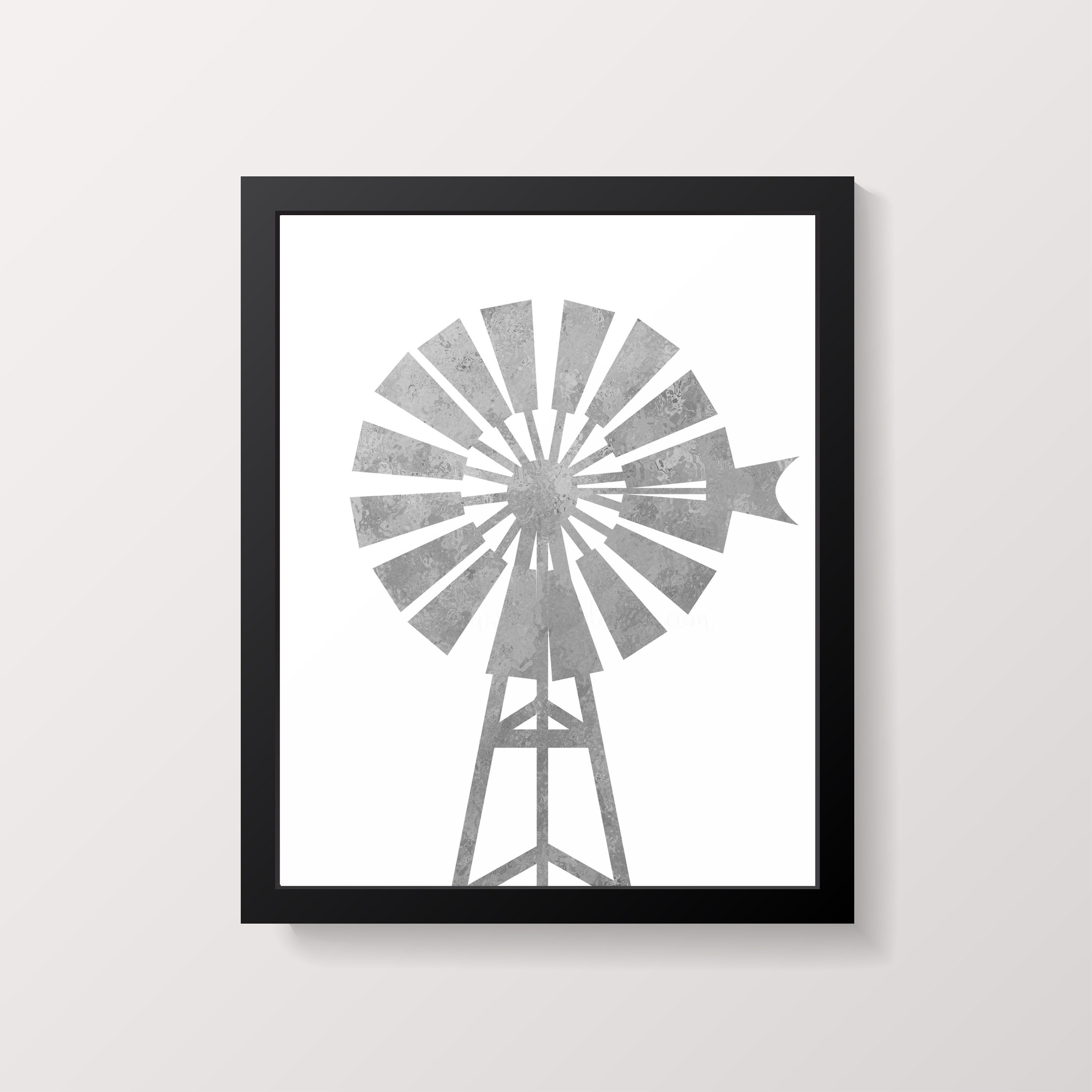 Windmill Wall Decor Printable Wall Art Farmhouse Wall Decor Etsy
