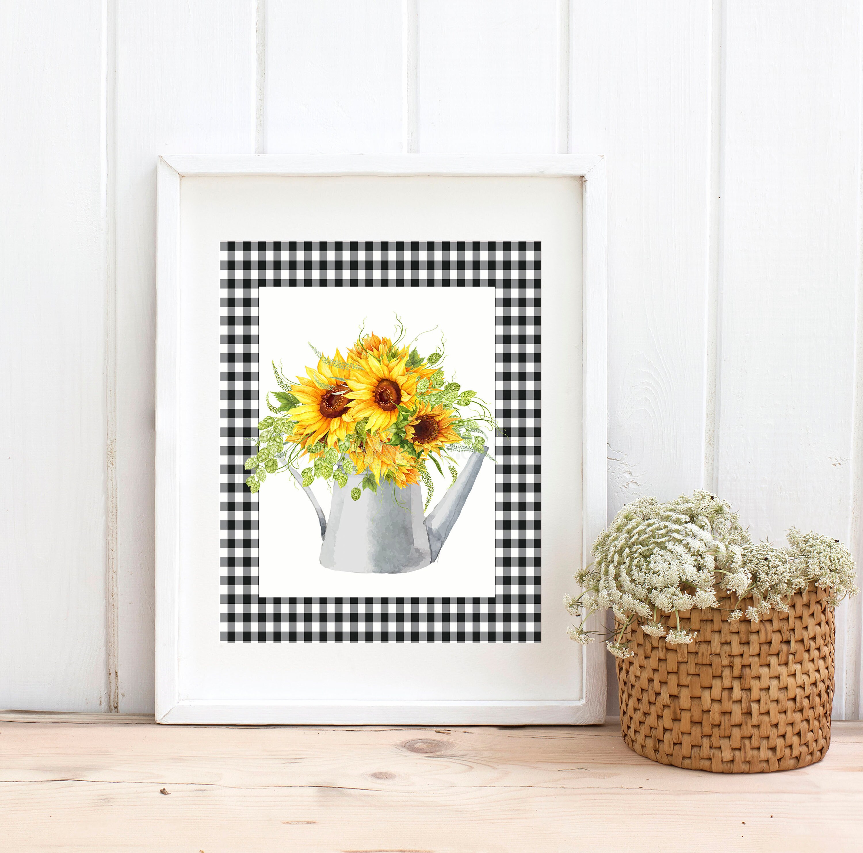 Sunflower Sunflower Gifts Sunflower Decor Black Checkered Etsy UK