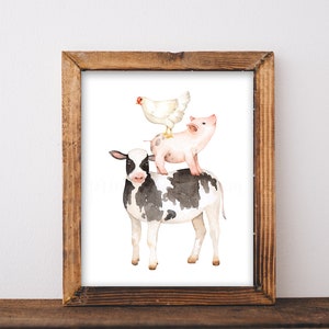 Cow Pig Chicken, PRINTABLE, Farm Nursery Decor, Farm Nursery Art, Farm ...