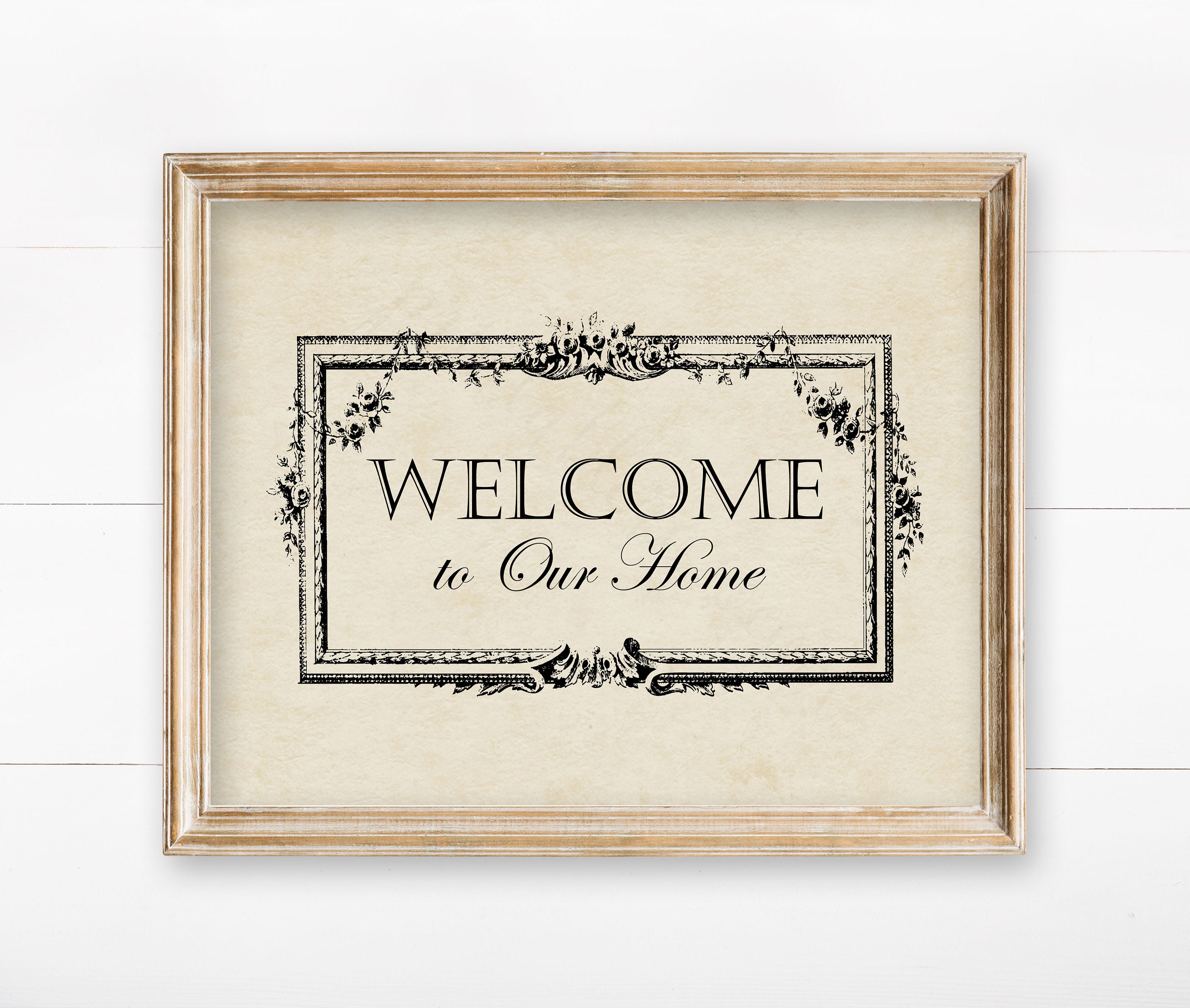 Welcome Sign Printable French Country Decor Aged Paper Vintage - Etsy