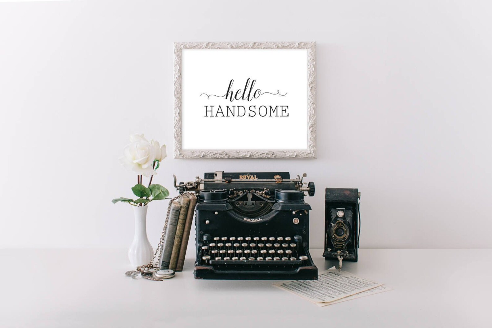 Hello Handsome printable hello handsome sign wall art wall Etsy