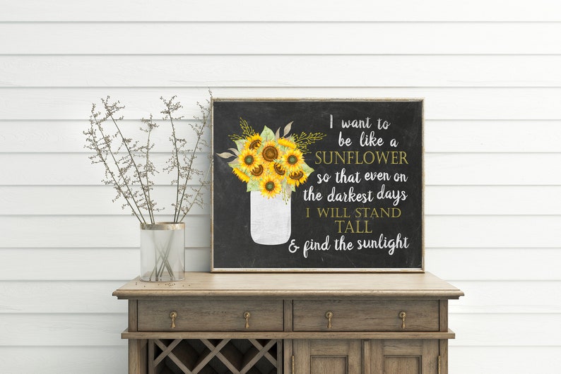 Sunflower Decor printable quote prints wall art digital | Etsy