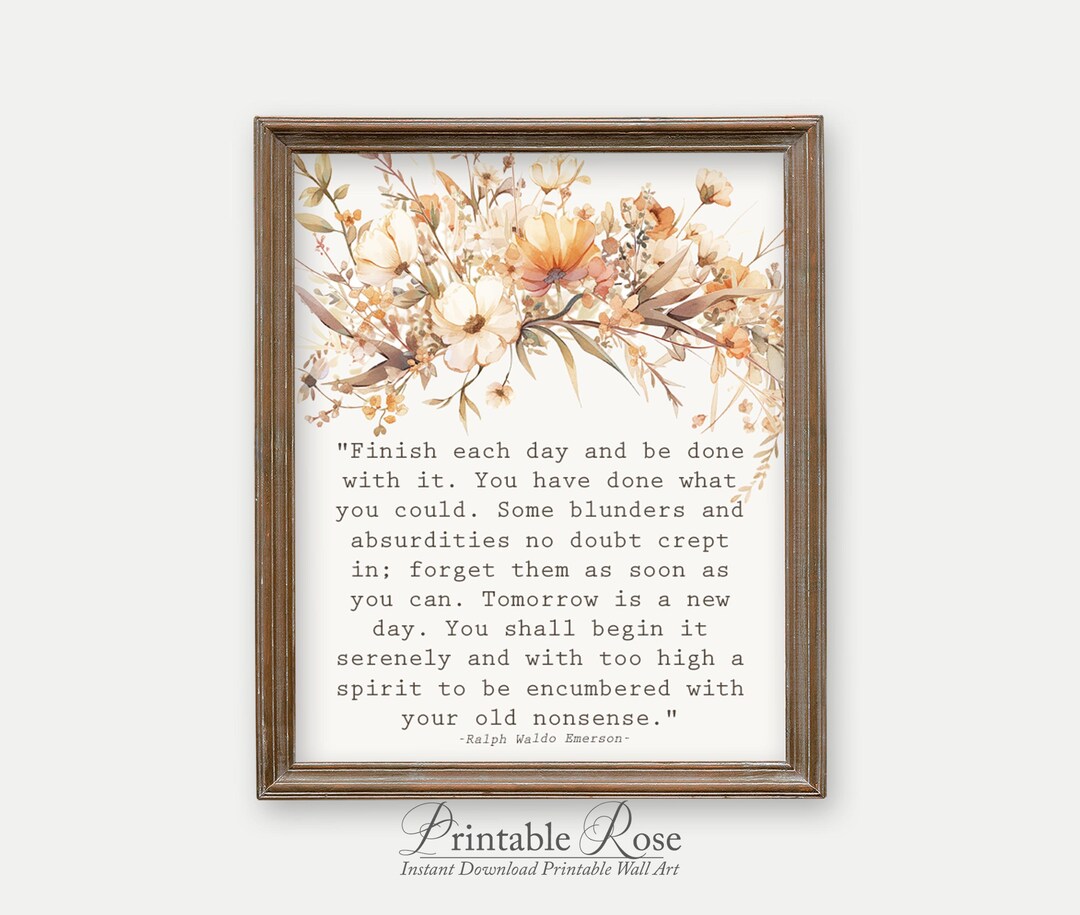 Emerson Quote Print Wall Art Neutral Color Living Room Decor for Table ...