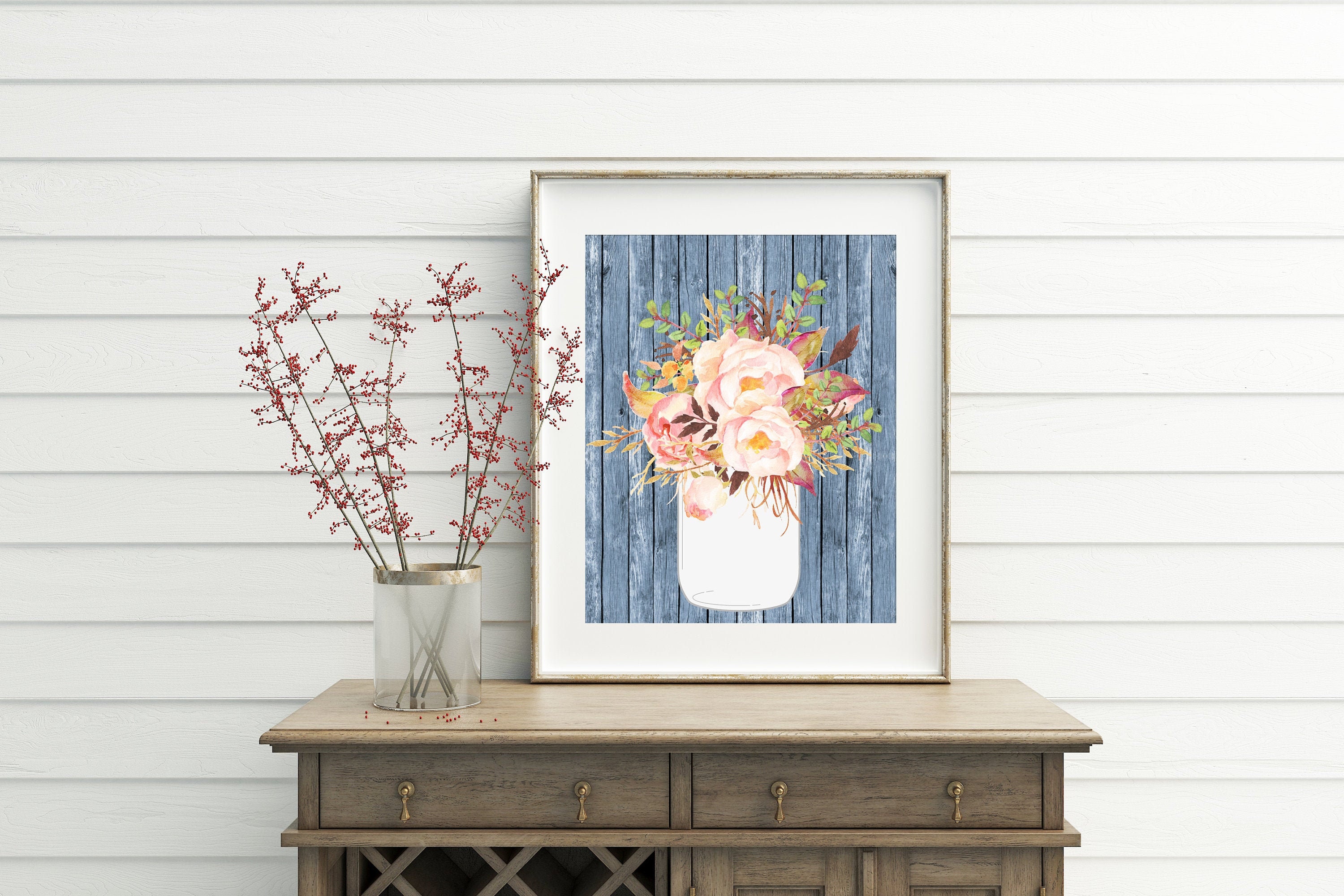 Country Style Home decor shabby chic wall decor mason jar Etsy