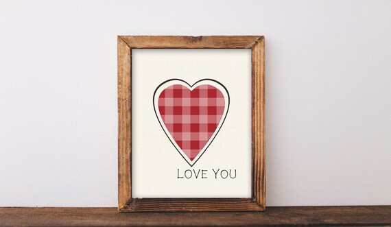 Primitive Decor Heart Printable Love You Bedroom Wall Decor Gift Women Rustic Home Decor Primitive Hearts Wall Art Prints Country