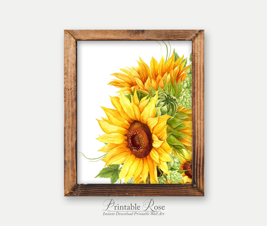 Sunflower Wall Decor Wall Art Printable Flower Decor - Etsy