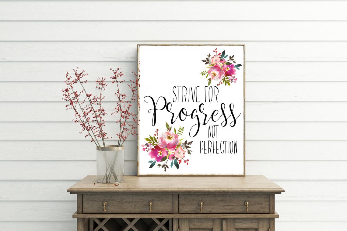 Progress Not Perfection Printable Motivating Quotes - Etsy