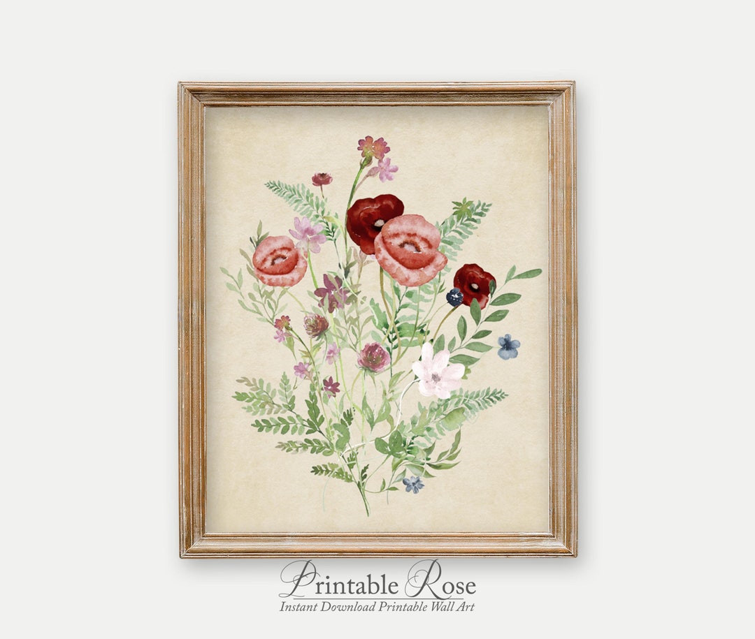 Watercolor Flower Printable Art Print Download Flower Wall Decor ...