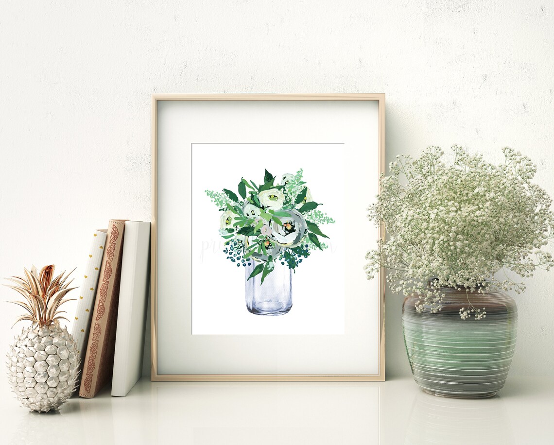Flower Prints Printable Wall Art Bathroom Wall Decor Mason - Etsy