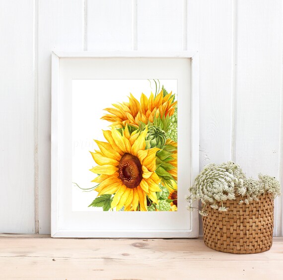 Sunflower Wall Decor wall art printable flower decor Etsy