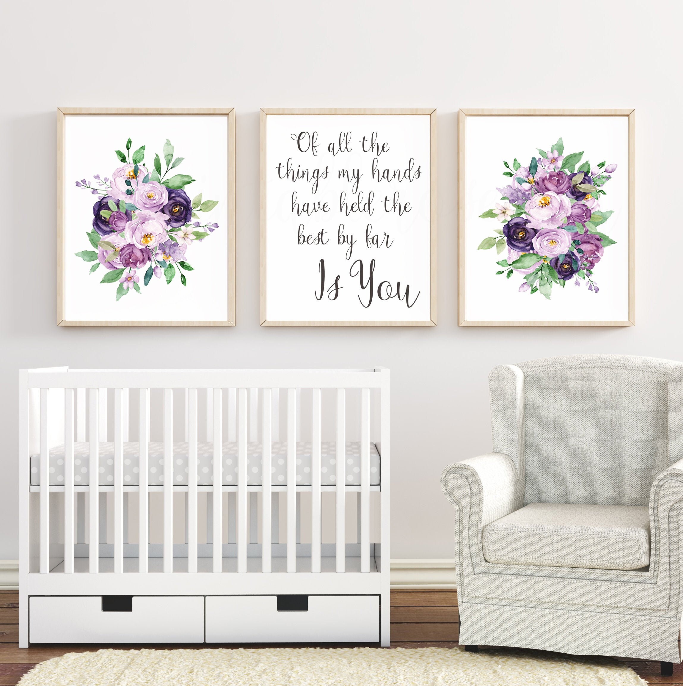 Purple Nursery Wall Art printable nursery art girl girl Etsy