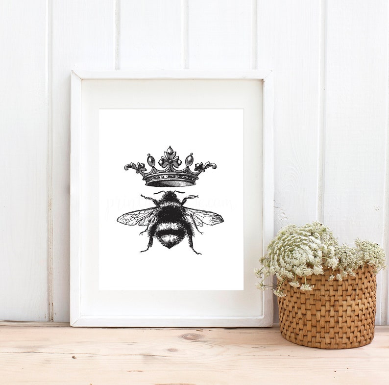 Bee Decor Printable Queen Bee Bee Print Queen Bee Wall Etsy