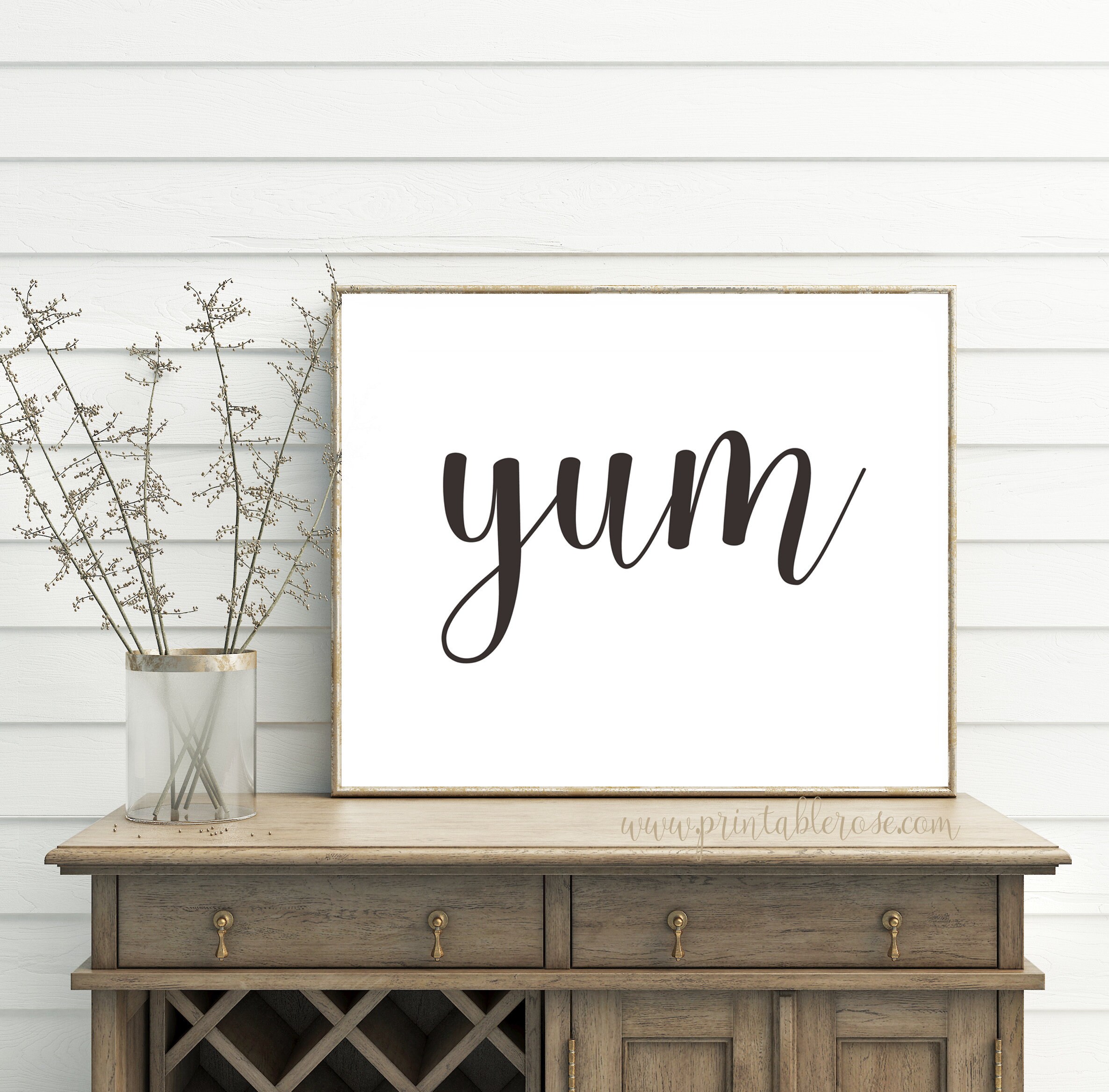 Yum Sign Kitchen Printable Yum Wall Art Yum Wall Decor Etsy