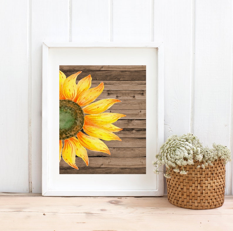 Sunflower Decor Printable Wall Art Sunflower Print French | Etsy