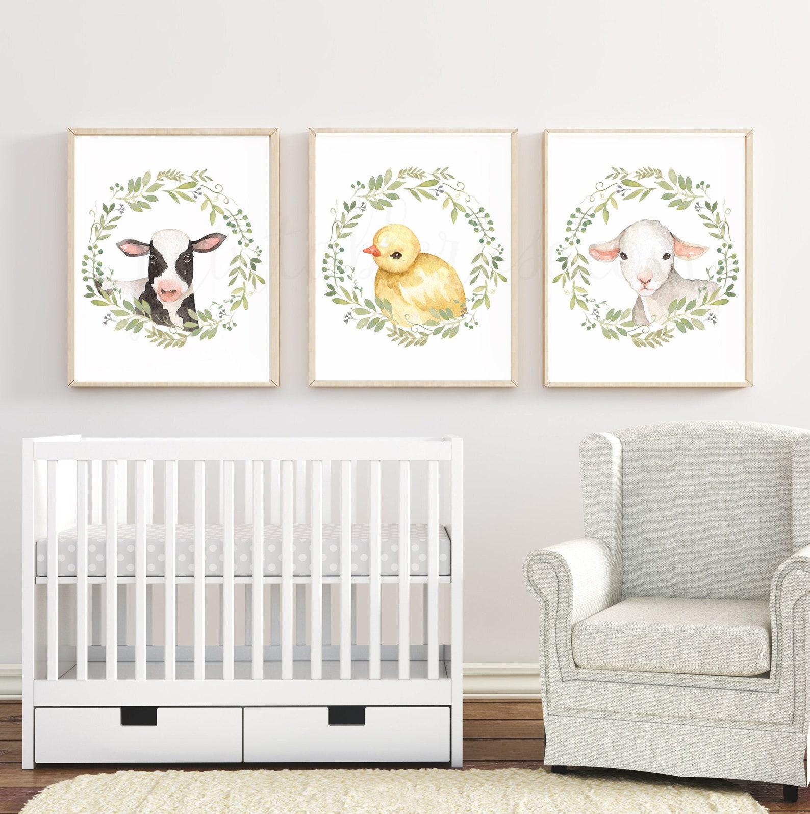 Farm Nursery Wall Decor Set of 3 Printables Nursery Prints Etsy