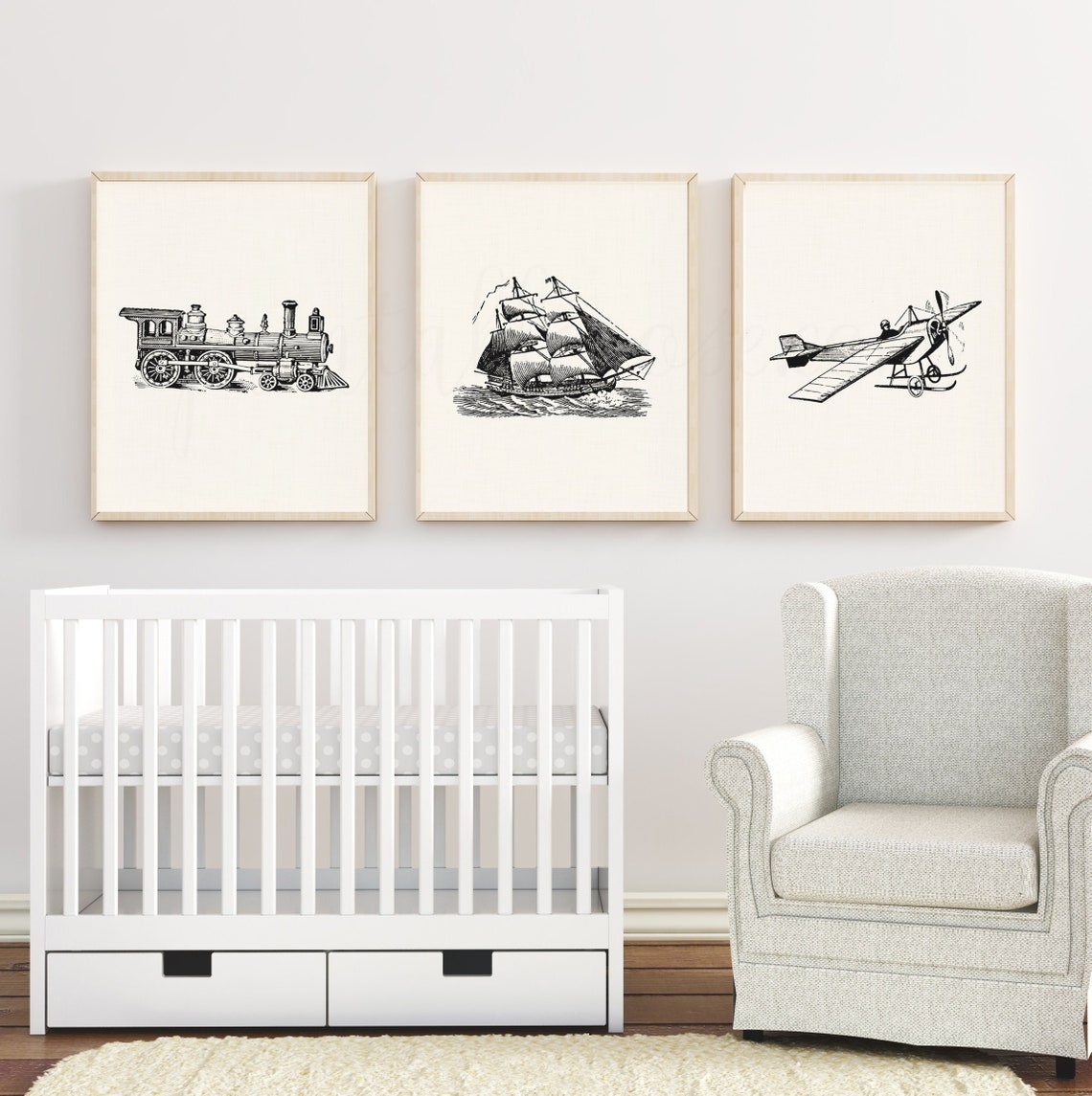 Train Plane Ship Wall Art Boys Vintage Nursery Decor Boys - Etsy