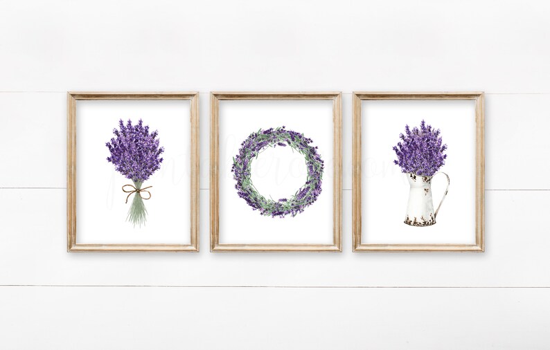 Lavender Wall Decor Set of 3 Lavender Wall Art Lavender Etsy