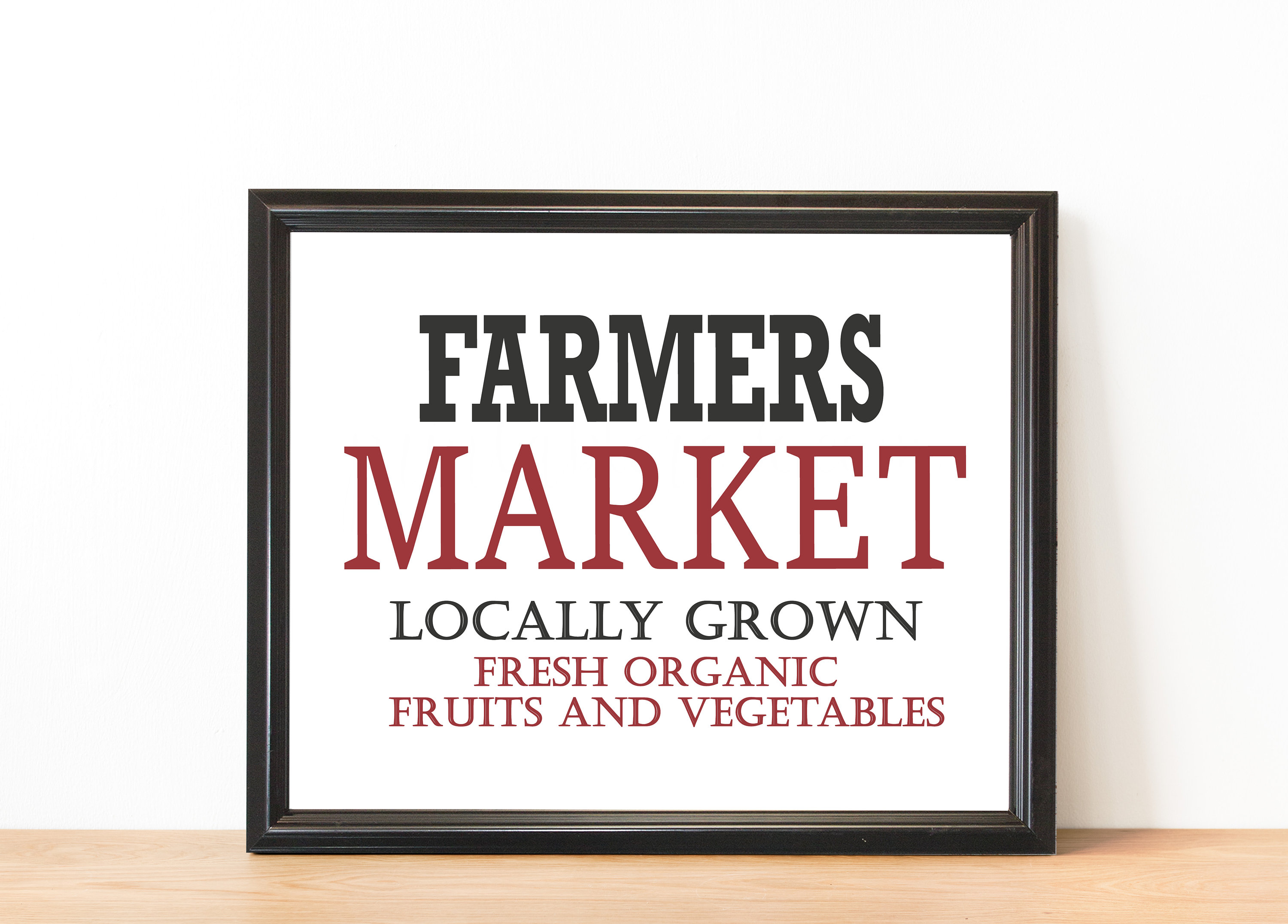Farmers Market Sign printable red farmhouse kitchen wall | Etsy