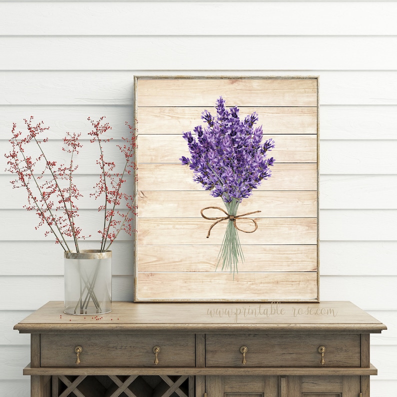 Lavender Decor Wall Art Printable Bathroom Wall Decor Wood Etsy