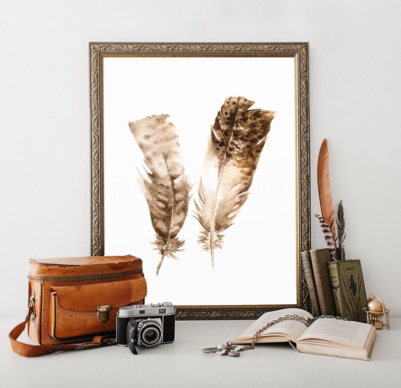 Feather Prints Wall Art Feather Printable Wall Decor Etsy
