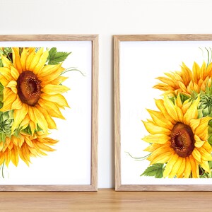 Sunflower Wall Decor, Wall Art Printable, Flower Decor, Bathroom Wall ...