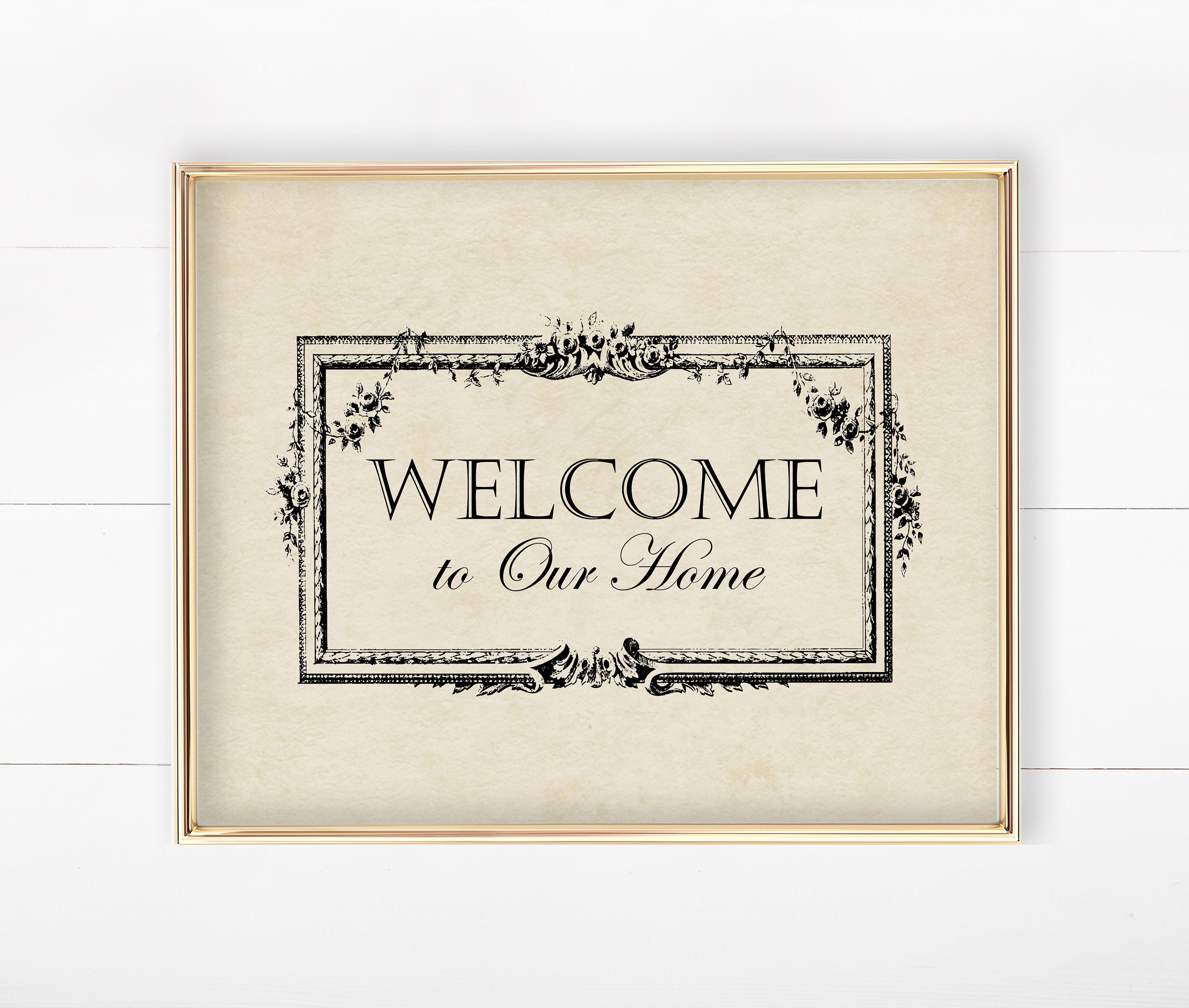 Welcome Sign Printable French Country Decor Aged Paper Vintage - Etsy
