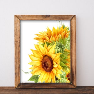 Sunflower Wall Decor Wall Art Printable Flower Decor - Etsy