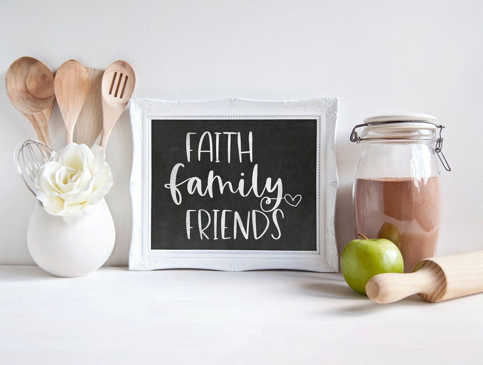 Faith Family Friends wall sign farmhouse kitchen home decor | Etsy