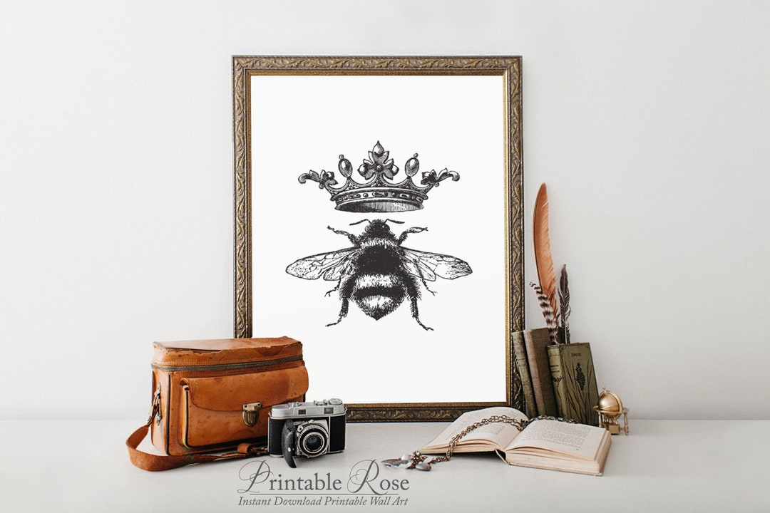 Bee Decor, Printable, Queen Bee, Bee Print, Queen Bee Wall Art, Bee Wall Decor, Art Prints, Wall ...