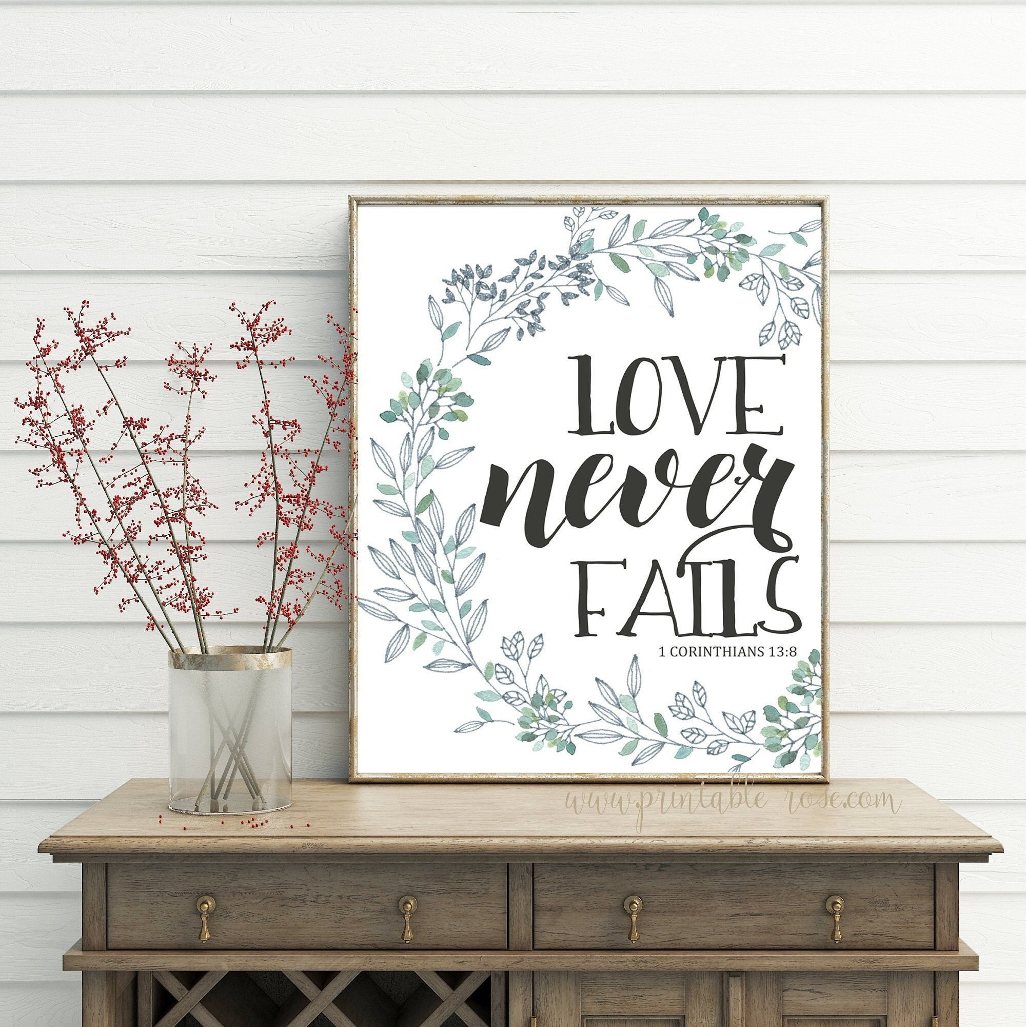 Love Never Fails Scripture Printables French Country Decor | Etsy