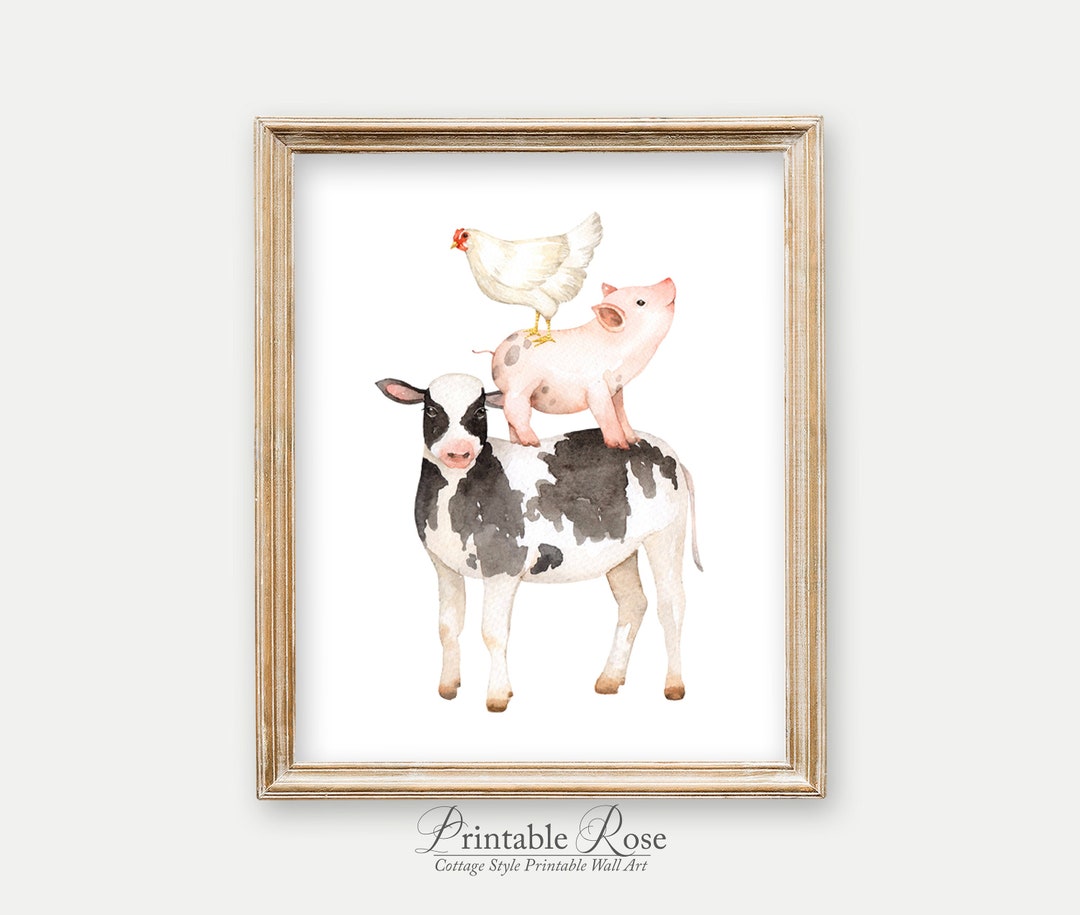 Cow Pig Chicken, PRINTABLE, Farm Nursery Decor, Farm Nursery Art, Farm ...