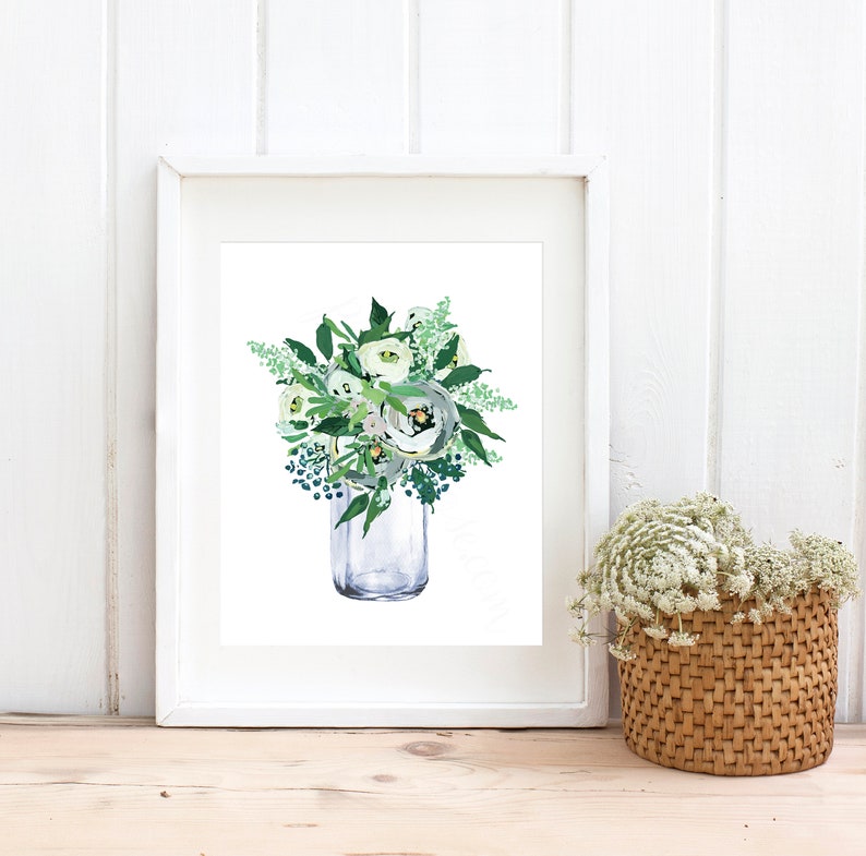 Flower Prints Printable Wall Art Bathroom Wall Decor Mason - Etsy