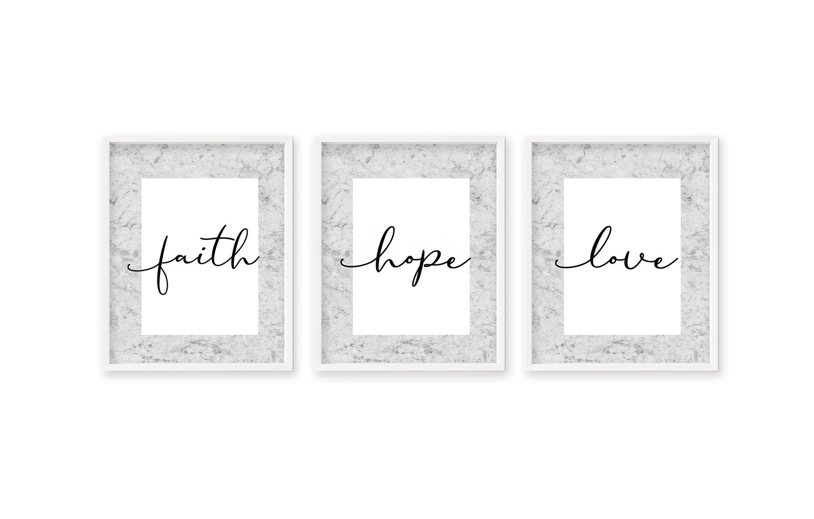 Faith Hope Love Wall Art Set of 3 Farmhouse Bathroom Set of Etsy