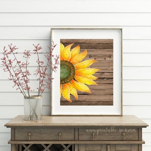 Sunflower Decor Printable Wall Art Sunflower Print French | Etsy