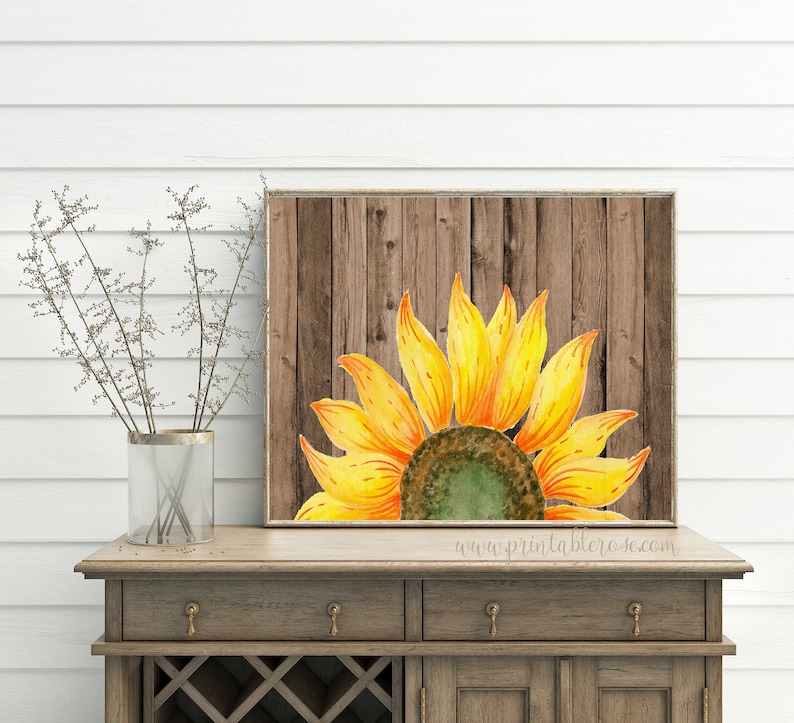 Sunflower Decor Sunflower Printables Wood Wall Art Etsy