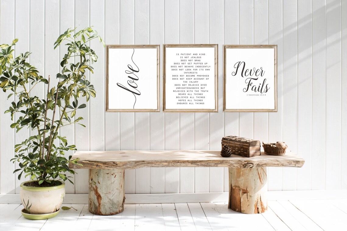 Love Never Fails Wall Art Set of 3 Prints Set of Three Wall Etsy