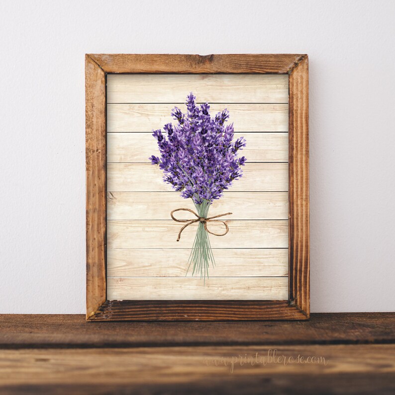 Lavender Decor Wall Art Printable Bathroom Wall Decor Wood | Etsy
