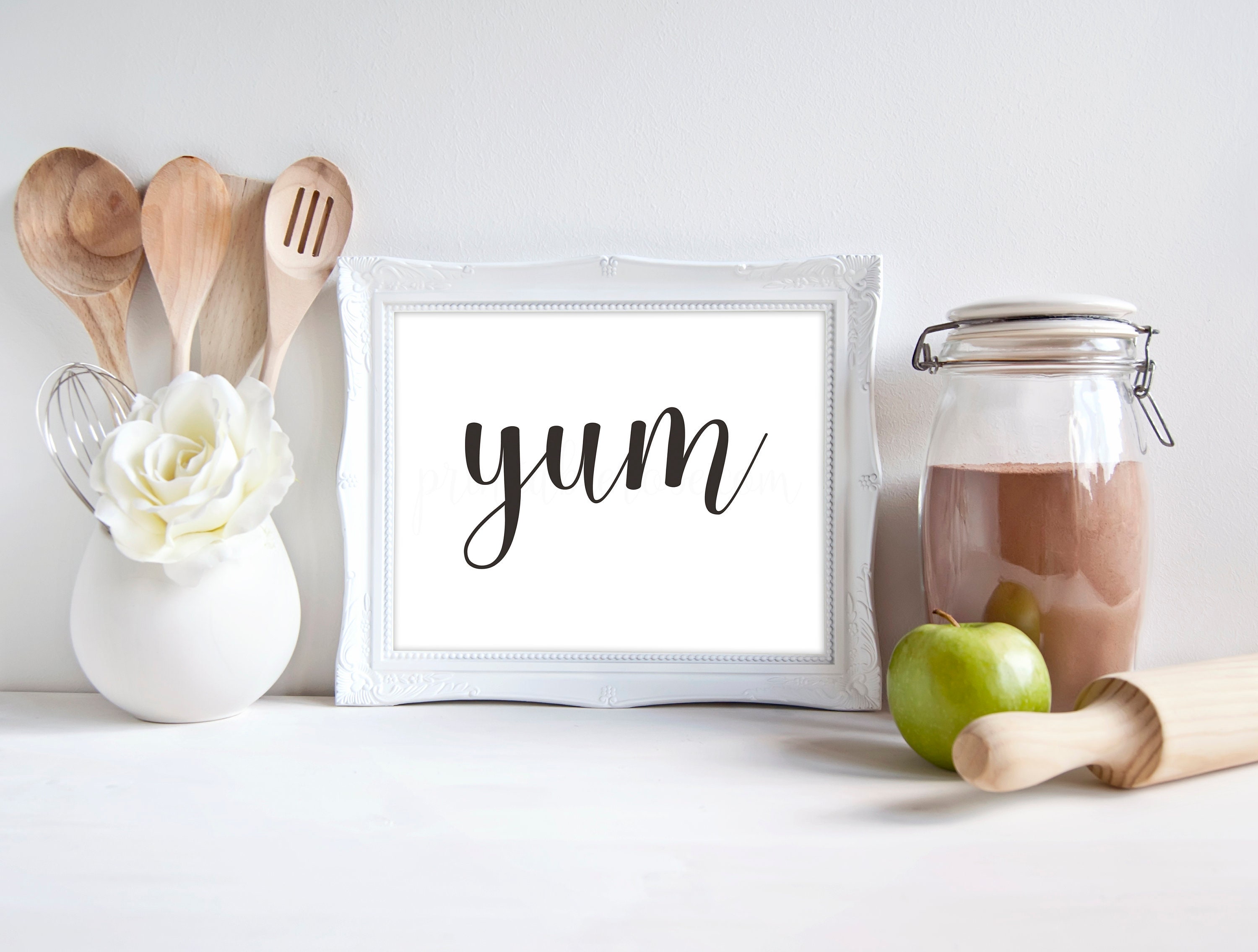 Yum Sign Kitchen Printable Yum Wall Art Yum Wall Decor Etsy
